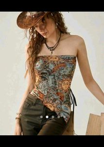 Savana Boho Sun Print Strapless Top