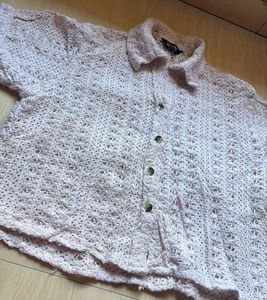 Crochet Button-Down Shirt