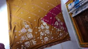 Designer Embellished Mustard Yellow Saree