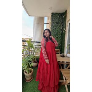Elegant Red Tiered flare Gown (size 42 & 44)