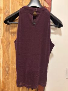 Sparkly Sleeveless Mock Neck Top