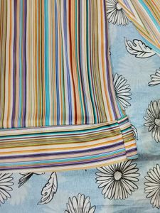 Bohemian Striped Blouse with Lace Detail
