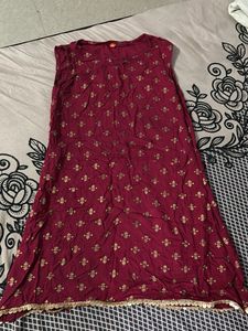 Maroon Kurta with Gold Print