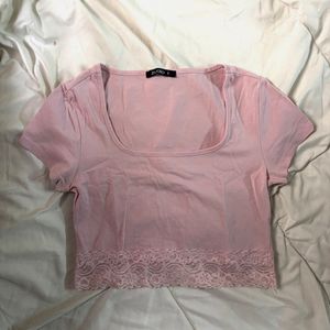 coquette baby pink lace top