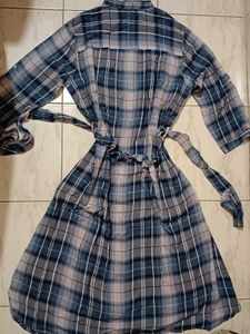 Plaid Button-Down Shirt Dress