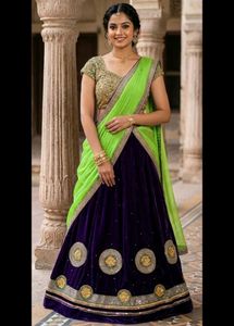 Purple & Green Lehenga Set – Three-Piece Ensemble