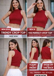 Burgundy Mock Neck Crop Top
