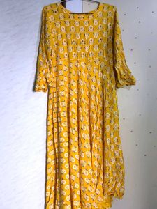 Yellow Anarkali Kurti 💛