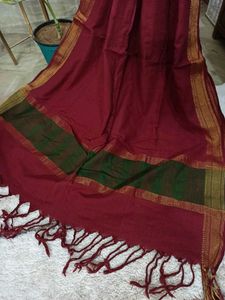 Dual Shade Handloom Cotton Kurta With Zari Border