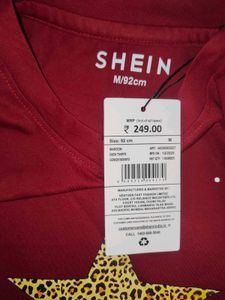 Shein Drop Shoulder Star Chest Print Crew Tshirt
