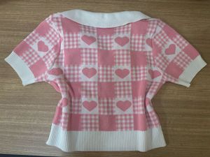 Cute Pink &amp; White Plaid Heart Top