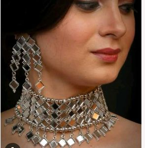 Mirror Work Choker Necklace & Earrings Set