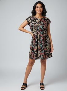 Stylish Paisley Print Black Dress