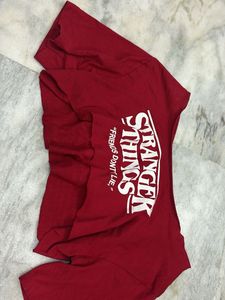 y2k Stranger Things off shoulder cropped tshirt