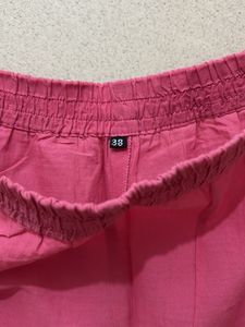 Pink Wide Leg Cotton Pants