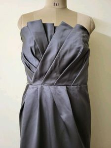 Elegant Grey Strapless Maxi Dress
