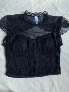 Elegant Black Lace Corset Top