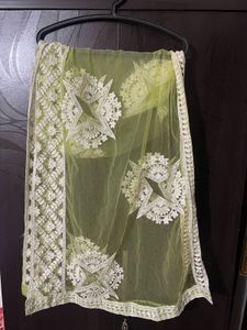 Green Embroidered Kurta Set- M