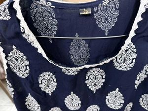 Navy Blue Printed Kurta
