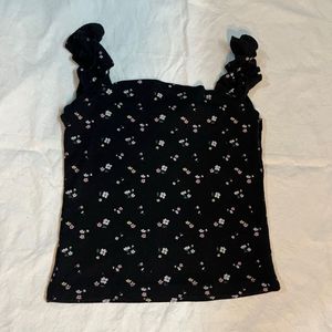 Floral Print Ribbed Tank Top