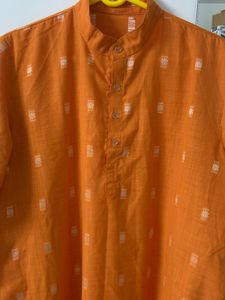 Vibrant Orange Printed Kurta
