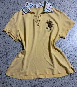 Yellow Polo Shirt with Horse Emblem