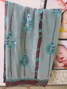 Beautiful Party Wear Saree with stitched blouse