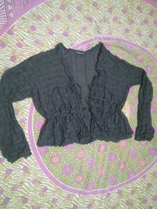Flowy Dark Grey Ruffle Top
