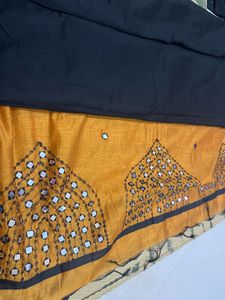 new black with yellow saree