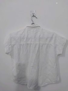 Embroidered White Unisex Button-Up Shirt