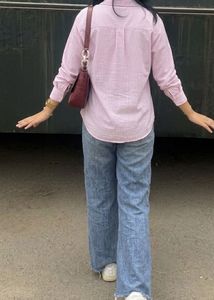 Pink Striped Button-Up Shirt