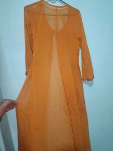 Orange Embellished Ethnic drape