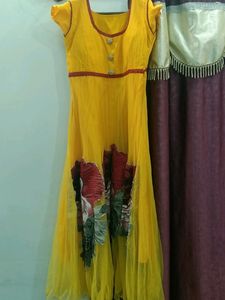 Yellow Anarkali Dress With Dupatta