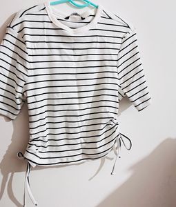 Striped Cropped Tie Top