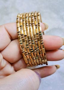Golden Color Metal Bangle Set Of 8 &amp; Size-2"8