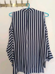 Chic Striped Cold Shoulder Top