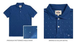Men's Blue Patterned Polo Shirt