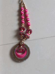 Handmade Pink Silk Thread Necklace