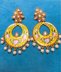 Elegant Yellow Floral Dangle Earrings