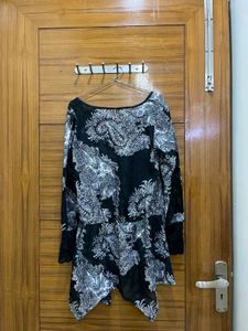 Black &amp; White Printed Kurta