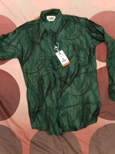 Men's Green Abstract Print Shirt