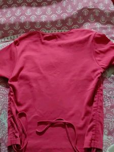 Vibrant Pink Tie-Up Crop Top