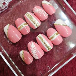 Pink & Gold Press-On Nails