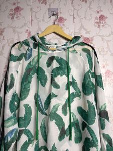 Leaf Print Hoodie Top