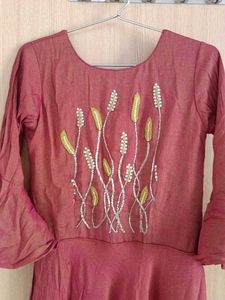 Embroidered Red Kurta