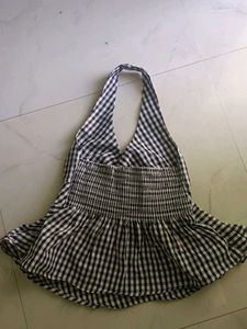Chic Gingham Halter Neck Top