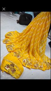 pure gorgate gota Patti work Algeria print saree
