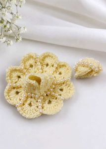 Crocheted Flower Hair Clips with Pearls