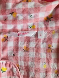 Cute Pink Gingham Lemon Pajama Top
