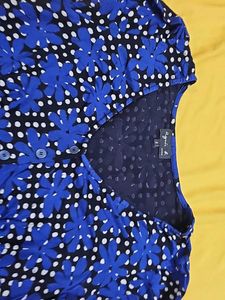 Agnes b. Blue Floral Print Button-Up Top